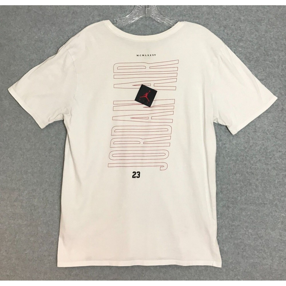 AIR JORDAN Center Jumpman 23 Logo T Shirt Large White Short Sleeve‎ Basketball